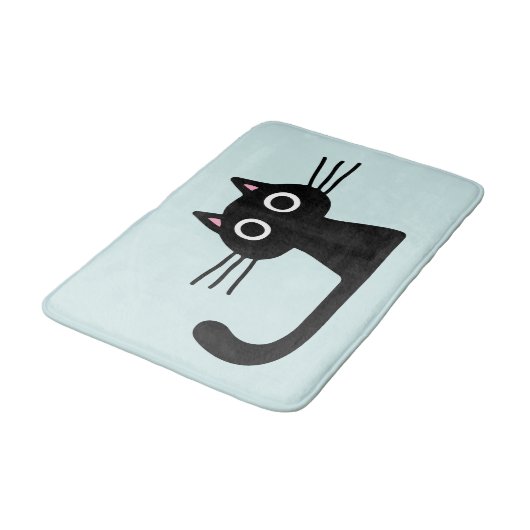 Tapis De Bain Chat noir kitty aux longs Whiskers (Angle)