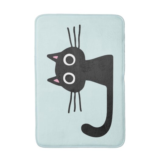 Tapis De Bain Chat noir kitty aux longs Whiskers (Devant (Vertical))