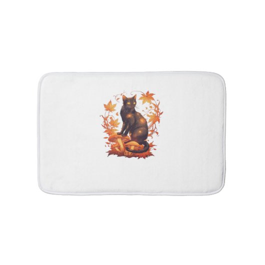 Tapis De Bain Chat noir magique en Forêt d'automne - Fal céleste (Devant)