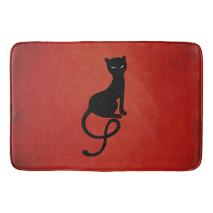 Tapis De Bain Chat noir mauvais aimable rouge