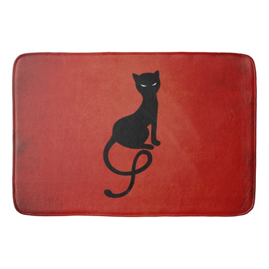 Tapis De Bain Chat noir mauvais aimable rouge (Devant)