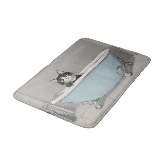 Tapis De Bain Chat noir mignon (Angle)