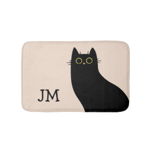 Tapis De Bain Chat noir mignon dans le style Mid Century