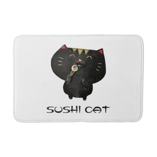 Tapis De Bain Chat noir mignon de sushi (Devant)