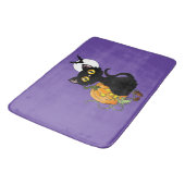 Tapis De Bain Chat noir violet Citrouille d'Halloween (Angle)