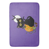 Tapis De Bain Chat noir violet Citrouille d'Halloween (devant Vertical)
