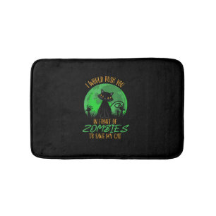 Tapis De Bain Chat ou je vous pousserais devant les Zombies pour