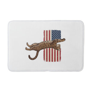 Tapis De Bain Chat patriotique Drapeau américain Design vectorie