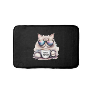 Tapis De Bain chat portant des lunettes de soleil et tenant une
