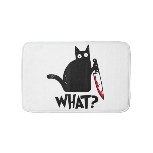 Tapis De Bain Chat Qu'est-ce que_ Drôle Chat Noir (Devant)