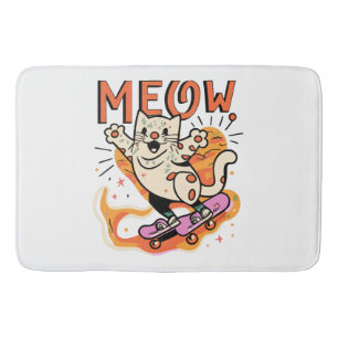 Tapis De Bain Chat qui fait du skate Meow