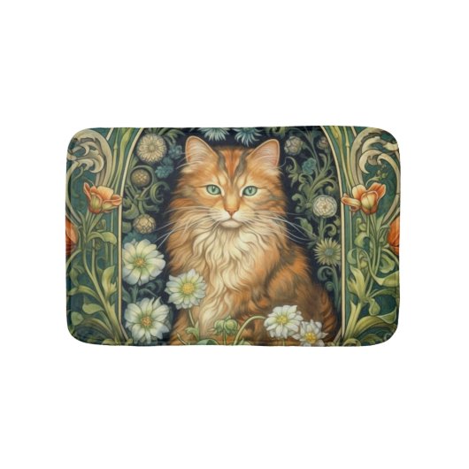 Tapis De Bain Chat rouge dans le jardin Art nouveau (Devant)