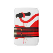 Tapis De Bain Chat rouge et illustration d'oiseau noir (Devant (Vertical))