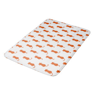 Tapis De Bain Chat roux isolé sur motif à pois blancs