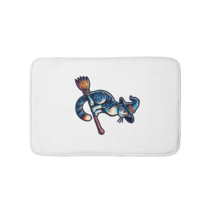 Tapis De Bain Chat Sorcier Halloween Sorcière Mystique Amoureux