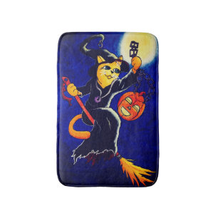 Tapis De Bain Chat sorcière de nuit