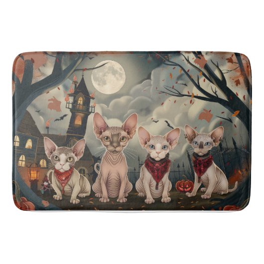 Tapis De Bain Chat Sphynx Halloween Ensorcelant (Devant)
