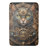 Tapis De Bain chat steampunk bleu AI art Bath Mat (devant Vertical)