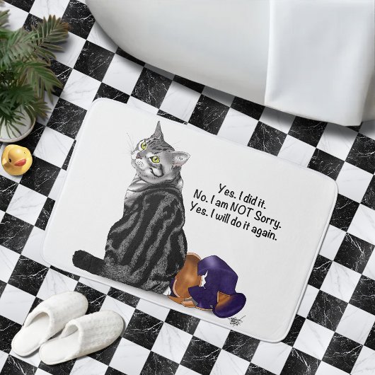 Tapis De Bain Chat Tabby Drôle Sans Remords Défie