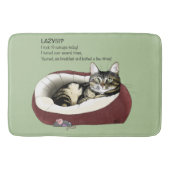 Tapis De Bain Chat Tabby Laziness Sarcastique Vert Sauge Sage (Devant)