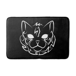 Tapis De Bain Chat tribal noir et blanc