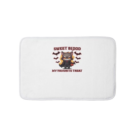 Tapis De Bain Chat Vampire en colère Craves Sweet Halloween sang (Devant)