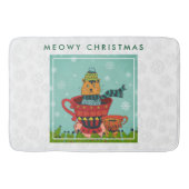 Tapis De Bain Chat Whimsical assis dans un thé Noël (Devant)