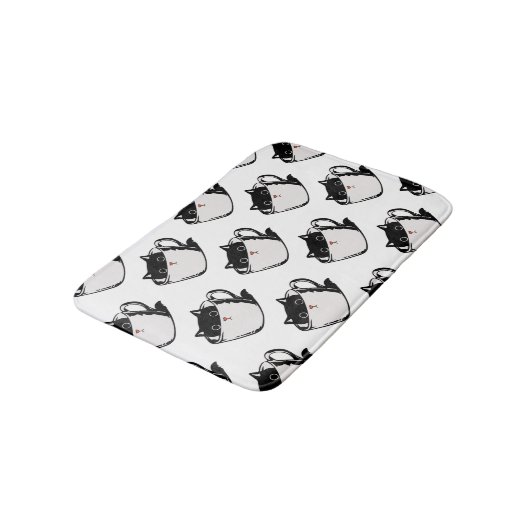 Tapis De Bain Chaton noir avec nez rouge caché dans une tasse (Angle)