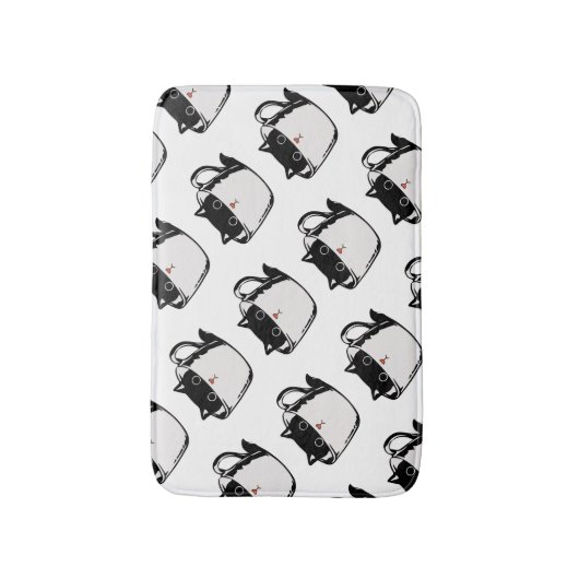 Tapis De Bain Chaton noir avec nez rouge caché dans une tasse (Devant (Vertical))