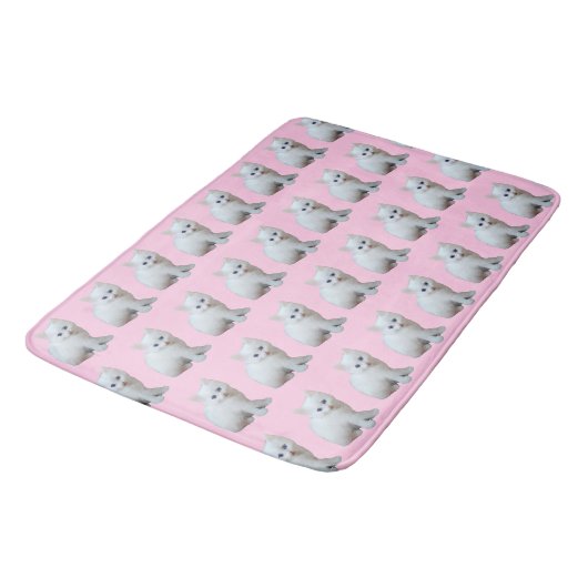Tapis De Bain Chatons blancs (Angle)