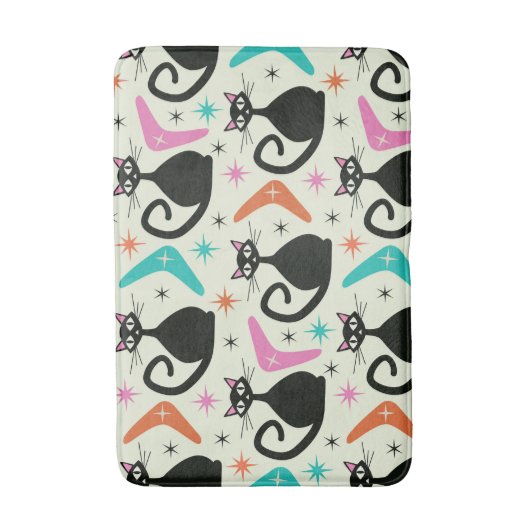 Tapis De Bain Chats atomiques noirs du milieu du siècle avec Boo (Devant (Vertical))