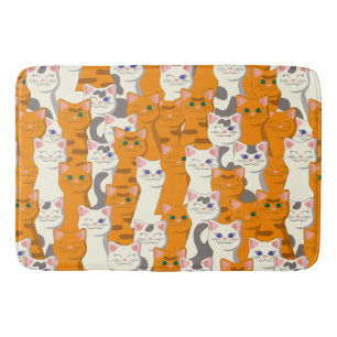 Tapis De Bain Chats blancs et gingembre motif yeux verts yeux bl