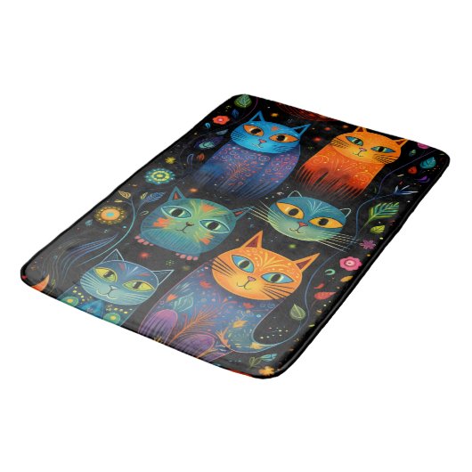 Tapis De Bain Chats bleus (Angle)