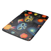 Tapis De Bain Chats bleus et rouges (Angle)
