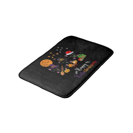 Tapis De Bain Chats Chat noir Halloween et Joyeux Noël Joyeux (Angle)