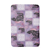 Tapis De Bain Chats Cosmiques Violet Patchwork Taille moyenne (Devant (Vertical))