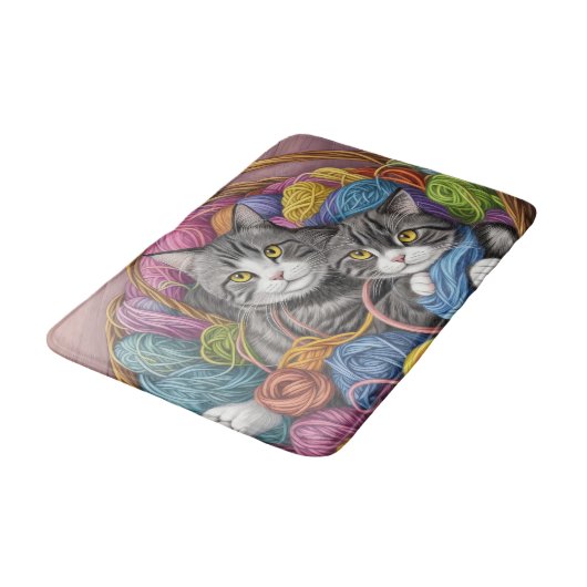 Tapis De Bain Chats dans un panier (Angle)