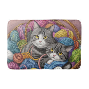 Tapis De Bain Chats dans un panier