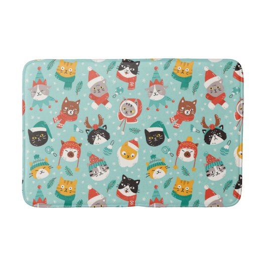 Tapis De Bain Chats de Noël en Chandails de vacances Motif (Devant)