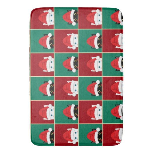 Tapis De Bain Chats De Noël Noir Et Blanc (devant Vertical)