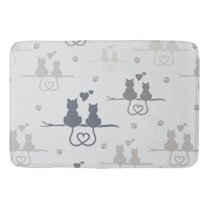 Tapis De Bain Chats en amour Animaux modernes Silhouette Motif