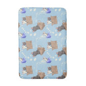 Tapis De Bain Chats en boîte et gouttes de lait sur bleu (Devant (Vertical))