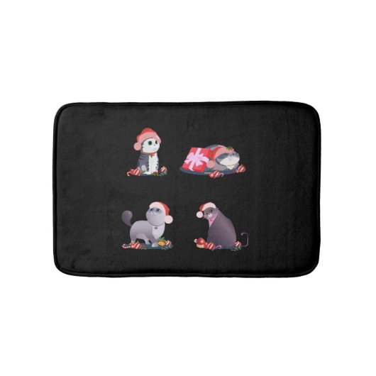 Tapis De Bain Chats en Noël de mignons amoureux de les chats ani (Devant)
