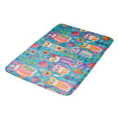 Tapis De Bain Chats et fleurs colorés Whimsical (Angle)
