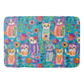 Tapis De Bain Chats et fleurs colorés Whimsical (Devant)