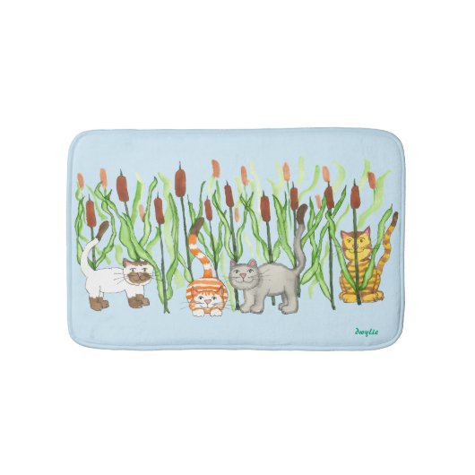 Tapis De Bain Chats et massettes (Devant)
