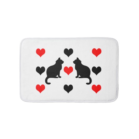 Tapis De Bain Chats et motifs de coeur (Devant)