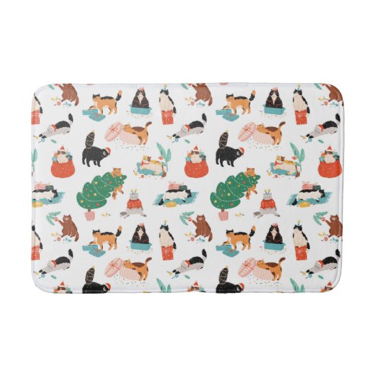 Tapis De Bain Chats et Motifs de Noël (Devant)