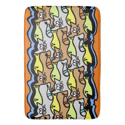 Tapis De Bain Chats graphiques et de poisson Cartoon de bain Mat (devant Vertical)
