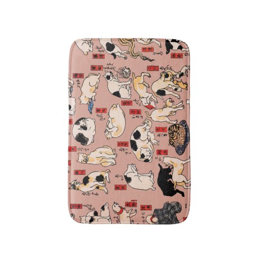 Tapis De Bain chats japonais Ukiyo-e Funny kitty (Devant (Vertical))